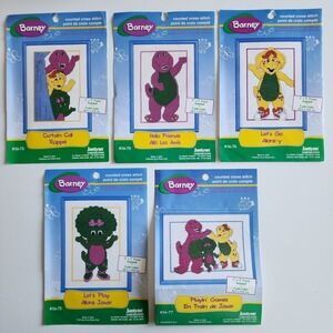 Barney Purple‎ Dinosaur Counted Cross Stitch Patterns Needlepoint DIY Crafts 90s
